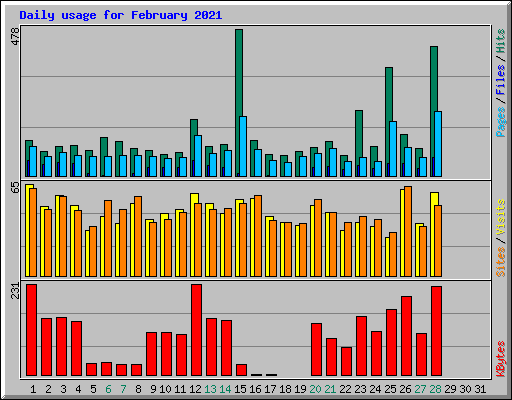 Daily usage for February 2021