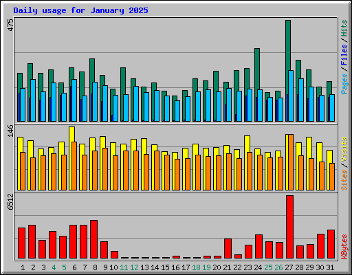 Daily usage for January 2025