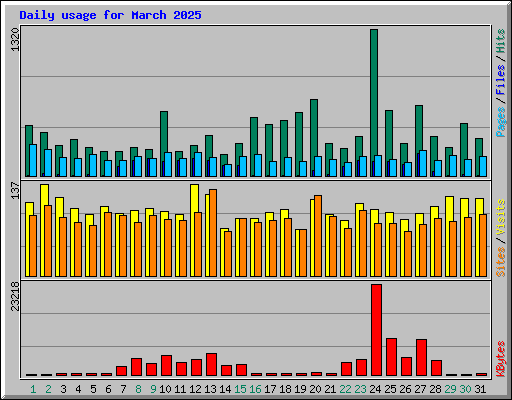 Daily usage for March 2025
